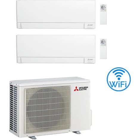 Klimaanlage Mitsubishi MSZ-AY Wifi R32 Dual Split Inverter 7000 + 7000 BTU mit U.E. MXZ-2F33VF Klasse A++/A+