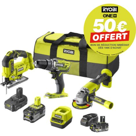 Pack RYOBI Combo 3 outils - 2 batteries 4,0Ah et batterie 2,0Ah - 2 chargeurs (1/4)