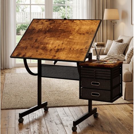 Table de puzzle 1500 pièces noire en MDF, métal et polyester avec plateau inclinable et 4 plateaux de rangement