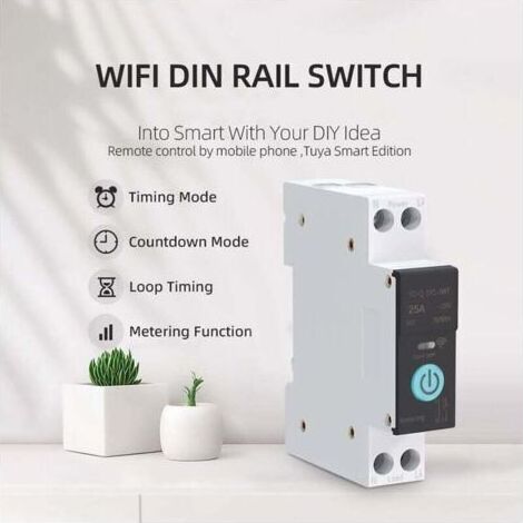 Rosvola Smart WiFi-Schalter, Haussicherungen, Fernbedienung per Mobiltelefon, 3 Synchronisierungsmodi für Haushaltsgeräte (25A) (1/5)