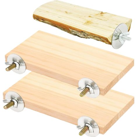 3 x Wooden Perches for Bird Cages, Toys and Birds with Platform for Birds (1/5)