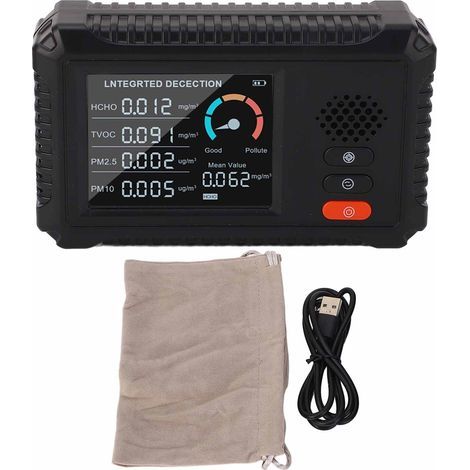 HCHO TVOC PM2.5 PM10 Air Quality Detector, Portable Indoor Tester for Home, Car, Tent, Travel, 5V (1/5)