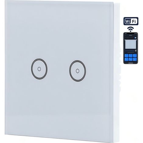 Interrupteur Intelligent WiFi 2 Gangs - Commande Double Indépendante - Module Mural Connecté - Pilotage App Mobile