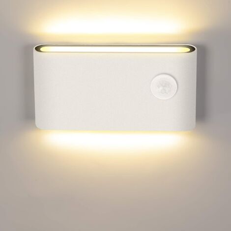 Applique murale LED moderne 12 W avec détecteur de mouvement - Indice de protection IP65 (pour une utilisation intérieure et extérieure), lumière blanc chaud (3000 K) - idéale pour les escaliers, les (1/5)