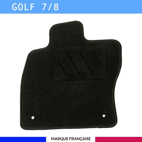 Tapis de sol voiture - Sur mesure pour Volkswagen GOLF 7 / GOLF 8 dès 11/2012 - Antidérapant : Clips de fixations et scratch - Tapis de sol conducteur - Moquette - Noir