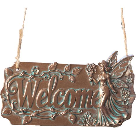 Panneau de Bienvenue pour la Porte d'Entrée Décoration Murale En Résine De Décoration De Porte D'entrée Pour La Cour La Terrasse L'Entrée Les Fêtes Le Jar (1/5)