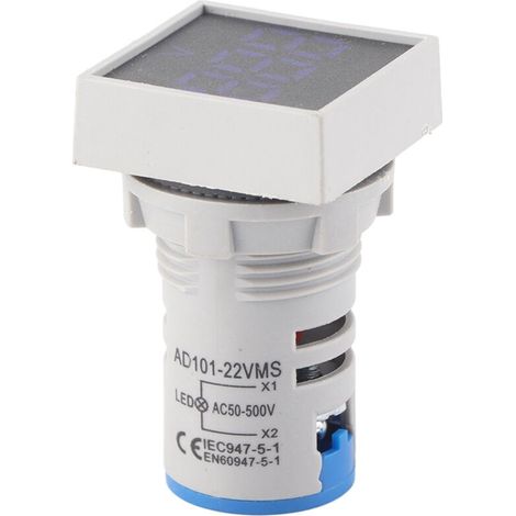 Voltmètre Numérique LED AC 50-500V avec Affichage Digital et Signal Lumineux Carré (Bleu) (1/5)