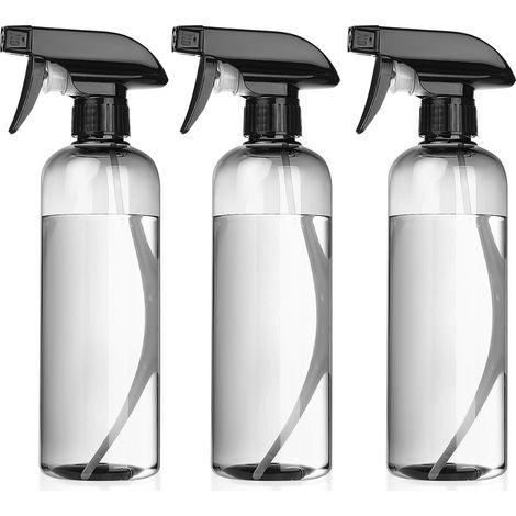 botellas pulverizadoras vacías, pulverizador de niebla, botella pulverizadora de agua recargable, botella de niebla para el cabello de 500 ml para el hogar y el jardín - (Negro transparente) (1/5)
