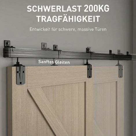 Lot de quincaillerie résistante pour porte coulissante simple, 244 cm, noir (1/4)