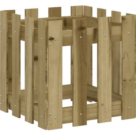Vassoio per fioriera aiuola rialzata piante fiori terrazza giardino con design recinzione 40 x 40 x 40 cm pino impregnato marrone 020038093