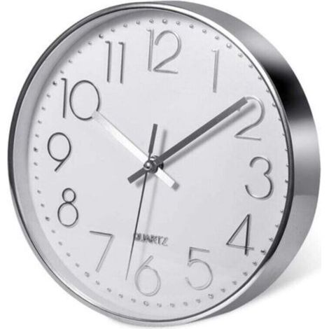 (20cm/12'', Silver)Premium Silver Wall Clock, Wall Decor, Modern Silent Wall Clock for Kitchen Home Office (1/4)