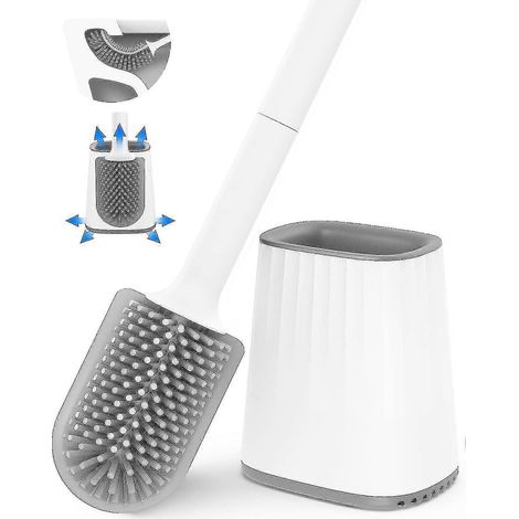 Brosse de toilette, ensemble de brosse de toilette en silicone 2021 avec support mural et porte-brosse &amp (1/5)