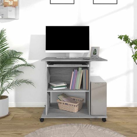 vidaXL Escritorio de madera contrachapada gris Sonoma 80x50x75 cm (1/5)