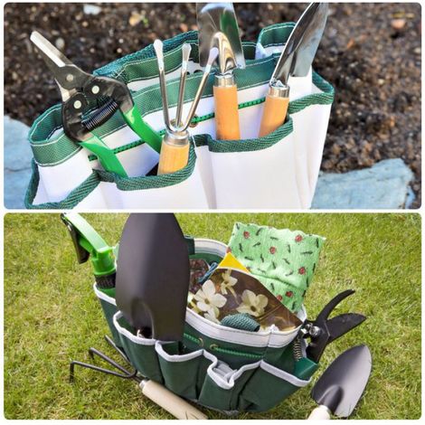 Sac à outil 2pcs 7,5" x 4" x 5" Oxford Imperméable avec Poches Sac de Transport Pour Outils de Jardinage Bleu Clair (1/5)