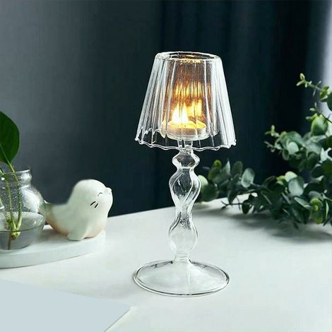 Chandelier Bougie - Support Verre Transparent 7,9 x 7,9 x 18,5 cm - Décoration Maison Mariage Noël - 1 Pièce (1/5)