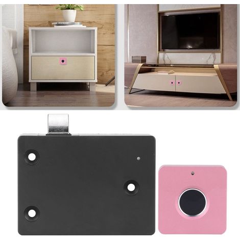 Serrure à empreinte digitale Home Smart en alliage d'aluminium, petite serrure électrique carrée rose pour tiroir de placard. (1/5)