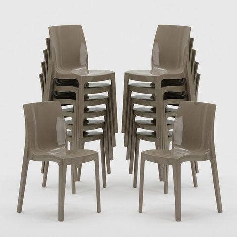 Set 18 Sedie Ice Grand Soleil in Polipropilene per Bar e Ristoranti - Colore: Beige (1/5)