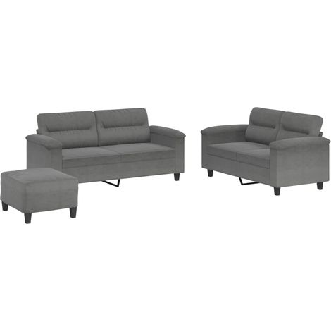 Maison Exclusive - Set Divani 3 pz con Cuscini Grigio Scuro in Tessuto Microfibra