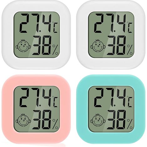 CCYKXA Mini LCD Digital Indoor Thermometer Hygrometer 4pcs Thermo Hygrometer Comfort Level Indicator High Precision Portable for Living Room Warehouse Baby Room Locker Room (1/5)
