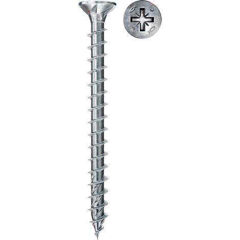 Fischer 200x Power-Fast II FPF II CZP 6 x 60 mm BC Senkkopf mit Kreuzschlitz PZ3 Teilgewinde galvanisch verzinkt blau passiviert - 670520 (1/2)