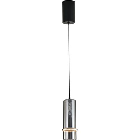 Suspension Luminaire LED D110 6W IRC90 Variable Verre Fumé et Noir Mat ZAMBELIS 2533 - Blanc chaud - 3000K