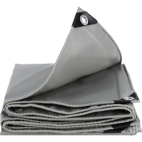 Bâche de protection pour camion - 450 g/m² - Avec œillets - En tissu PVC imperméable - Indéchirable et résistante aux UV - Pour voiture, bateau, remorque, piscine, construction, toits, bois, meubles (1/5)