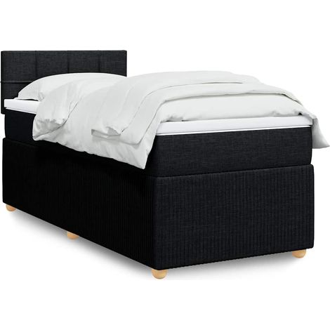 Boxspringbett mit Matratze Schwarz 90x200 cm Stoff