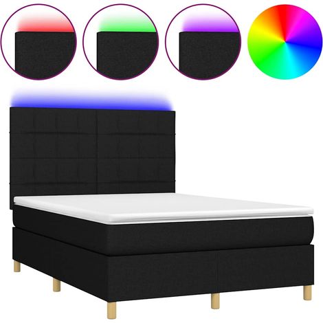 Maison Exclusive - Sommier à lattes de lit et matelas et LED Noir 140x190 cm Tissu (1/5)