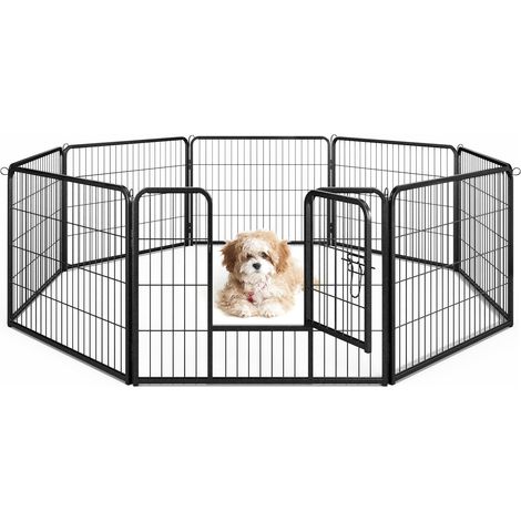 COSTWAY Parque para Perros con 8 Paneles, Parque de Metal Plegable con Puerta para Perros, Conejos, Gatos y Otras Mascotas, Valla para Perros para Interior y Exterior, Negro, (190 x 190 x 60 cm) (1/5)