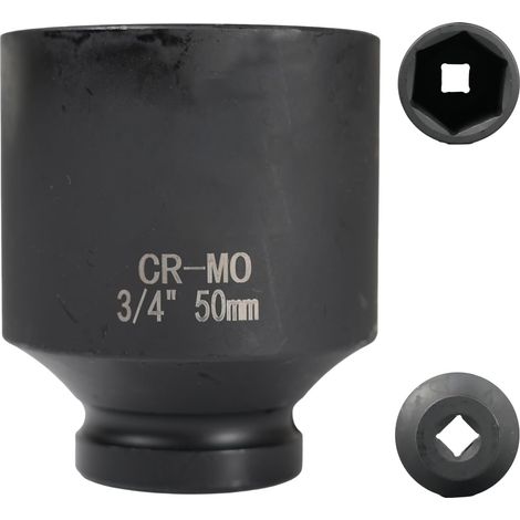 douille longue 50mm 3/4" 6 pans, coffret douille longue a choc 3/4 50 mm, 80mm Longue, Acier Chrome-Molybdène CR-MO (50mm)