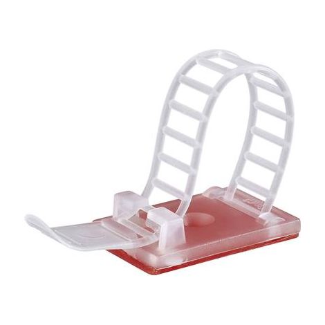 TRU COMPONENTS WCT-85TT Embase de fixation autocollant, vissable 1386624 Plage de Ø du faisceau 22 mm (max) avec attache transparent 1 pc(s) S478291 (1/2)