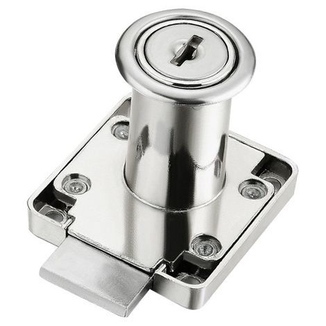 Lot de 2 verrous pour tiroirs de bureau, serrure à cylindre pour fermeture d'armoires (1/4)