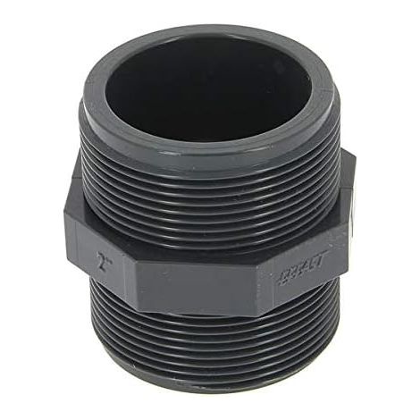 Mamelon PVC pression mâle-mâle 50-60 - Lot de 2 - Raccord rigide haute résistance - Assemblage tuyauterie eau - Pour irrigation et piscine - Diamètre 50 mm