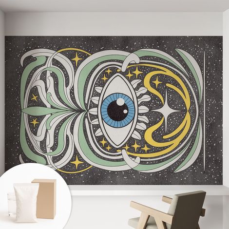Fototapete - Tapete Vliestapete mit Kleber - Wandtapete Moderne Wandbild Schlafzimmer Wohnzimmer Symmetrisches Auge 152x104 cm (1/5)