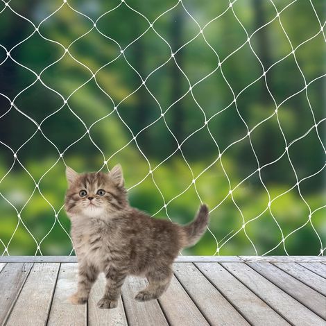 Filet pour chat pour balcon - 10 x 3 m - Renforcé avec nylon haute résistance - Sans perçage - Avec corde de fixation et accessoires - Filet de protection pour chat - Pour balcons, fenêtres (1/5)