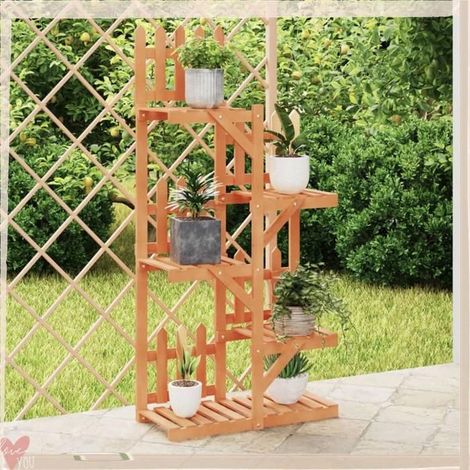 Support à fleurs - VINGVO - 362874 - Bois massif sapin - 60x25x130 cm - Fixation murale fournie (1/5)