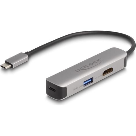 DeLOCK Adaptador USB Type-C a HDMI 4K 60 Hz con USB Tipo-A y USB Type-C datos + PD 92 W (1/3)