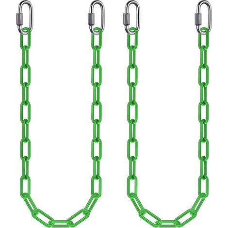 2pcs Chaînes pour Balançoire, 100cm Chaîne de Chaise Chaîne Suspension Acier avec Mousquetons Chainette Suspension pour Sacs de Frappe Chaise Suspendue Exterieur, 5mm Diamètre, 1000lbs/Vert (1/5)