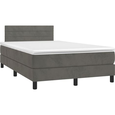 Giroletto LED con coprimaterasso testiera boxspring 120x200 cm tessuto velluto grigio scuro TDL0207731