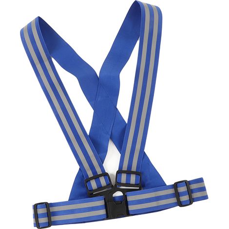 Gilet réfléchissant, haute visibilité, élastique, léger, confortable et sûr ceinture réfléchissante adaptée à la course à pied, au cyclisme et à la marche nocturne bleu. (1/5)