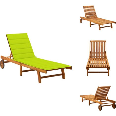 Chaise longue de jardin avec coussin Bois d'acacia solide - Chaise Longue Jardin - Fauteuil De Jardin - Mobilier De Jardin - Transat - Relax (1/5)