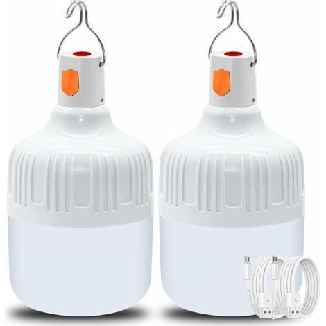 Lanterne portable rechargeable 40W – Éclairage 360° – Alimentation USB – Étanche IP44 – Crochet de suspension – 2 lanternes incluses (1/4)