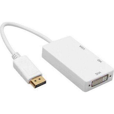 DP-zu-HDMI-VGA-DVI-3-in-1-Adapterkabel, DP-1-zu-3-Videokonverter, 1080p-kompatibel, kompatibel mit MacBook Pro und Air B (1/5)