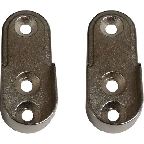 2x Support de tringle à visser ovale diamètre intérieur 15mm en zinc chromé Meuble Penderie Armoire Placard Garde robe Porte manteau