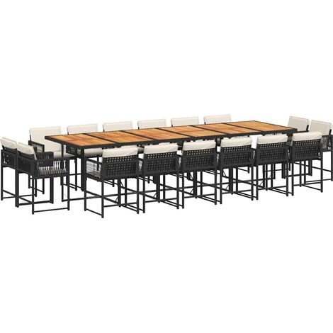 Maison Exclusive - Set da Pranzo da Giardino 17 pz con Cuscini Nero in Polyrattan (1/5)