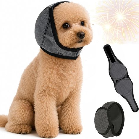 Protège-oreilles antibruit pour chien, capuche apaisante, gris (1/5)