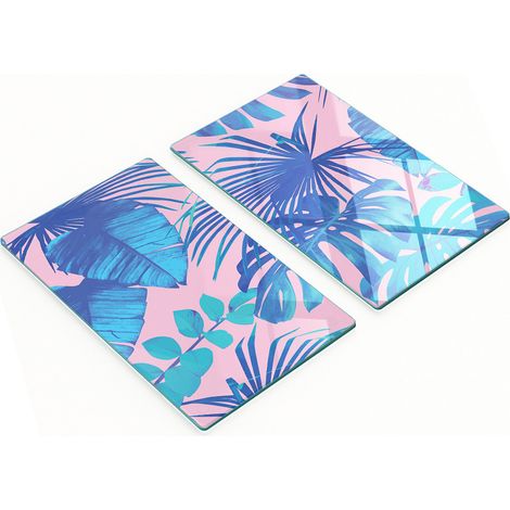 Tablas de cortar de vidrio para cocina con estampado de palmeras tropicales, 2 x 30 x 52 cm.