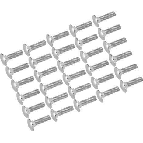 Lot de 30 Vis à Tête Rond Carré M8x1.25, Boulon de Carrosserie DIN603, Acier Inoxydable A2, Filetage Gros M8x30 (1/5)