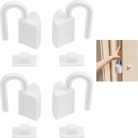 Set di 4 fermaporta di sicurezza anticollisione in plastica bianca con protezione anti-schiacciamento delle dita. (1/5)