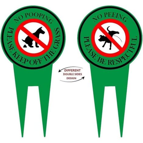 Panneau double face 15 x 30 cm Interdit aux chiens de faire leurs besoins » avec piquet Empêchez les chiens de faire leurs besoins sur votre pelouse Message poli : Merci de respecter la pelouse (1/5)